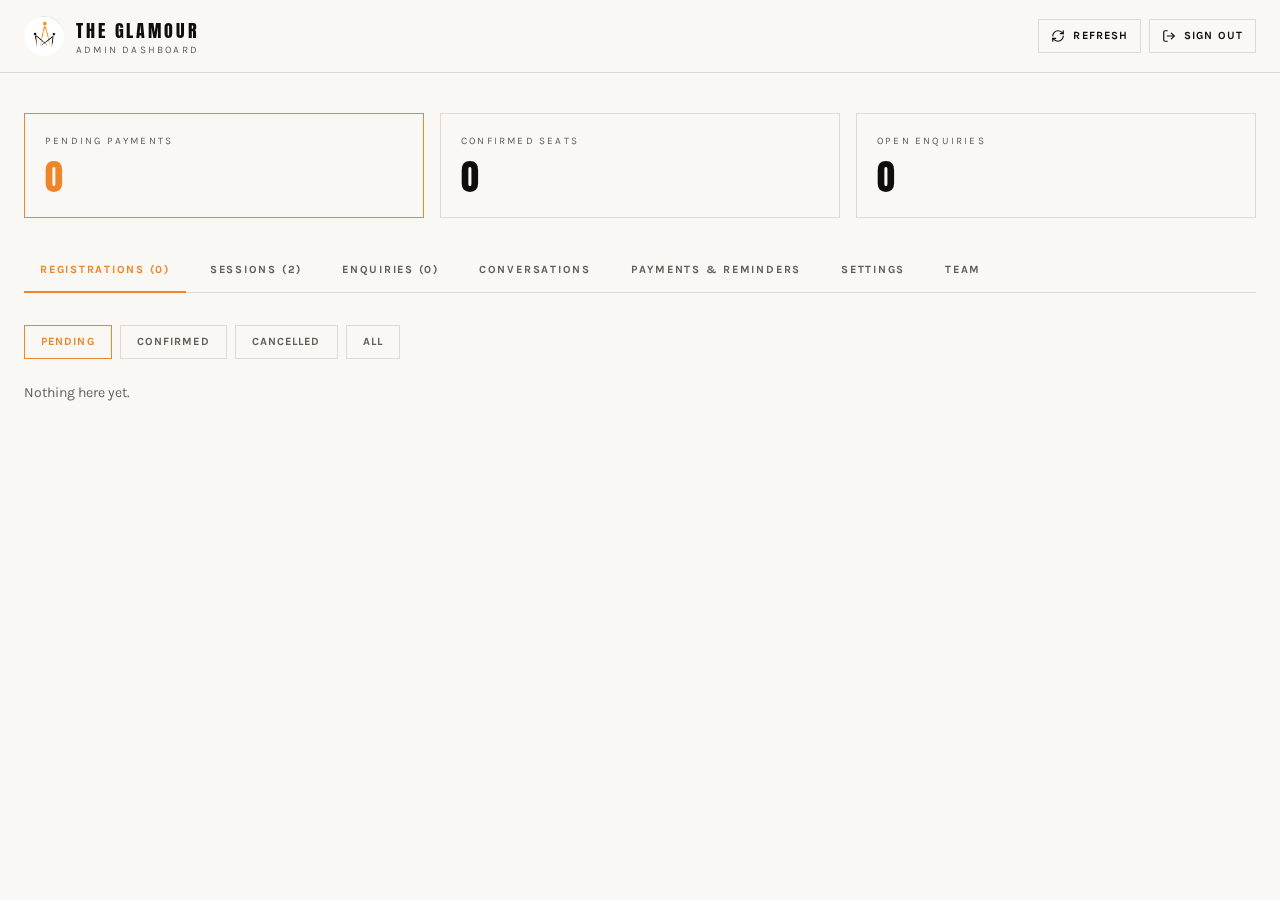 Screenshot of the admin panel
